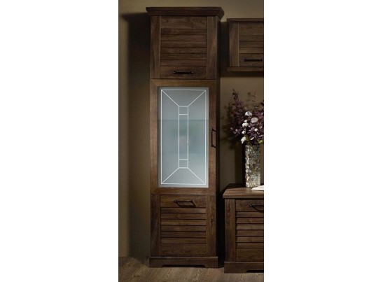 Пенал со стеклом высокий, Кантри (592*410*2104) Орех Риббек темный, 30801 в Ростове-на-Дону