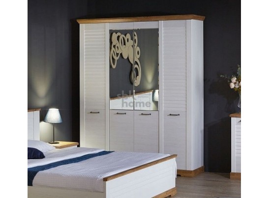 Шкаф 4-х дверный, Кантри (1860*558*2300) Сосна Андерсен, Орех Риббек натуральный, 11508 в Ростове-на-Дону