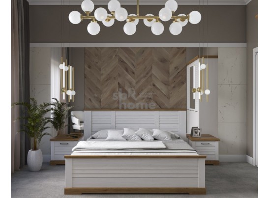 Кровать 1600, Кантри (1880*2095*1008) Сосна Андерсен, Орех Риббек натуральный, 11504 в Ростове-на-Дону