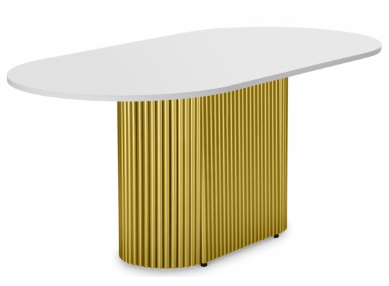 Деревянный стол Барон О 160 х 90 белая пленка шагрень / золотые ноги