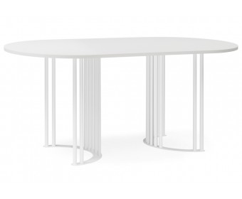 Деревянный стол Хьюго О 160 х 90 белая шагрень пленка / белый