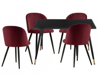 Обеденная группа Cельда black / wine red