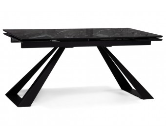 Стеклянный стол Маккарти 160(220)х90х75 дарк / черный