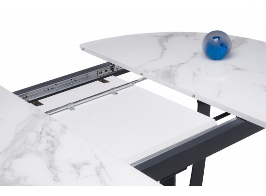 Стеклянный стол Венера 110(148)х110х77 графит / белый мрамор в Ростове-на-Дону