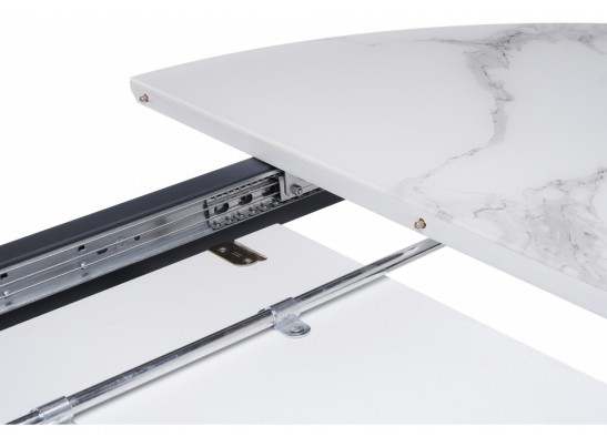 Стеклянный стол Венера 110(148)х110х77 графит / белый мрамор в Ростове-на-Дону