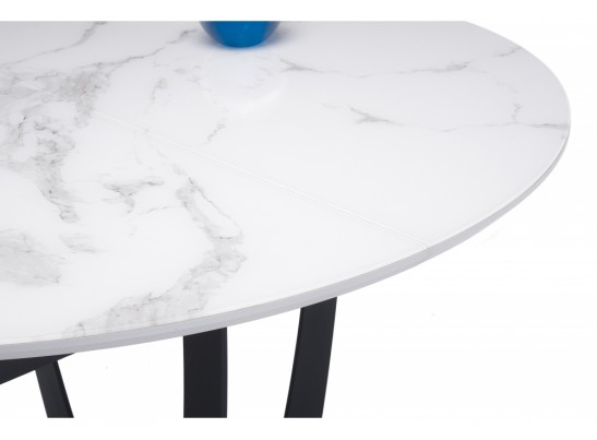 Стеклянный стол Венера 110(148)х110х77 графит / белый мрамор в Ростове-на-Дону