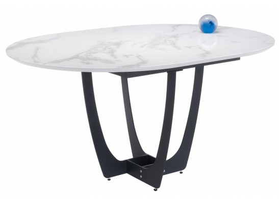 Стеклянный стол Венера 110(148)х110х77 графит / белый мрамор в Ростове-на-Дону