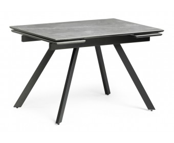 Стол Габбро 120(180)х80х76 серый мрамор / черный