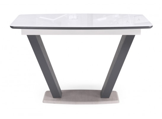 Стол на тумбе Петир 120(160)х80х75 ультра белый / гриджио / камень серый в Ростове-на-Дону