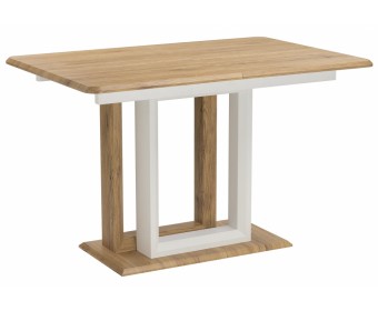 Стол на тумбе Санса 120(160)х80х76 дуб монтана / белая шагрень