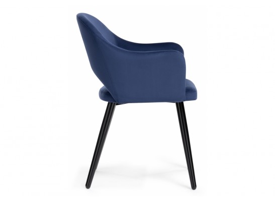 Стул на металлокаркасе Апри микровелюр темно-синий / черный глянец в Ростове-на-Дону