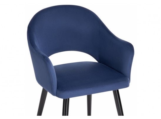Стул на металлокаркасе Апри микровелюр темно-синий / черный глянец в Ростове-на-Дону