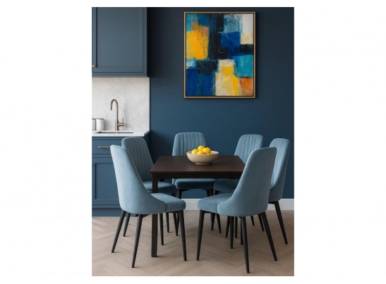 Стул на металлокаркасе Kora light blue / black