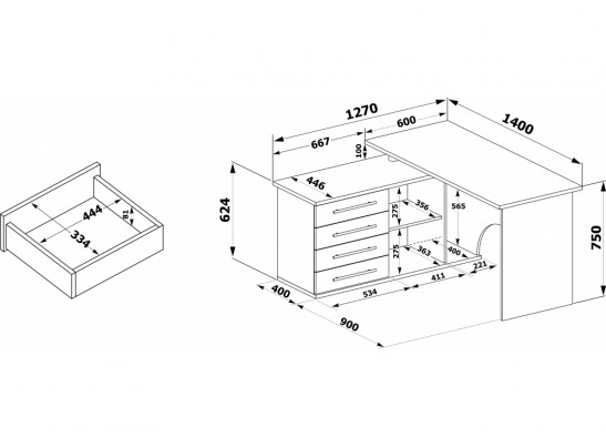 Письменный стол КСТ-109Л левый дуб юкон в Ростове-на-Дону