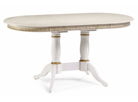 Деревянный стол Кантри 120(160)х80х75 слоновая кость с золотой патиной в Ростове-на-Дону