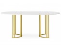Деревянный стол Хьюго О 160 х 90 белая шагрень пленка / золотые ноги