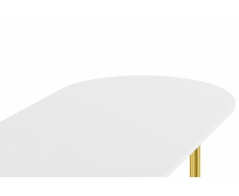 Деревянный стол Хьюго О 160 х 90 белая шагрень пленка / золотые ноги