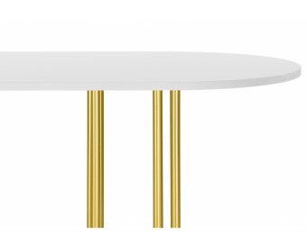 Деревянный стол Хьюго О 160 х 90 белая шагрень пленка / золотые ноги