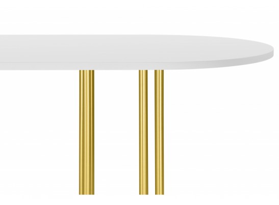 Деревянный стол Хьюго О 160 х 90 белая шагрень пленка / золотые ноги