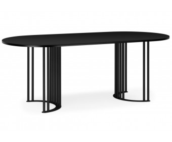 Деревянный стол Хьюго О 200 х 90 черная шагрень пленка / черные ноги