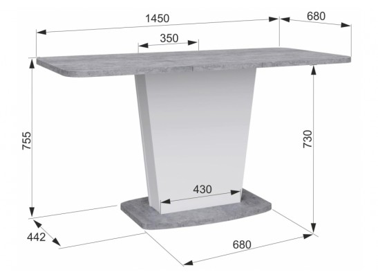 Деревянный стол Комфорт цемент светлый / белый в Ростове-на-Дону