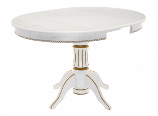 Деревянный стол Павия 100(130)х100х79 молочный с золотой патиной в Ростове-на-Дону