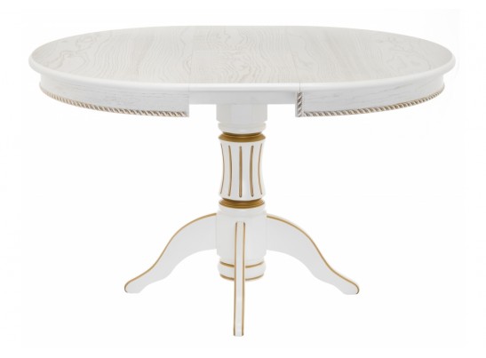 Деревянный стол Павия 100(130)х100х79 молочный с золотой патиной в Ростове-на-Дону