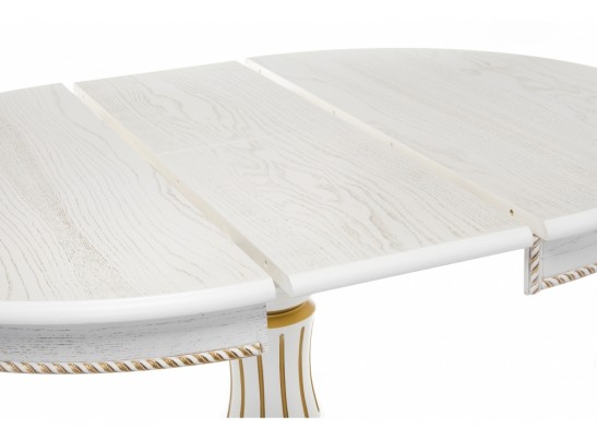 Деревянный стол Павия 100(130)х100х79 молочный с золотой патиной в Ростове-на-Дону