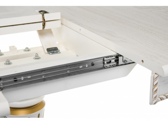 Деревянный стол Павия 100(130)х100х79 молочный с золотой патиной в Ростове-на-Дону