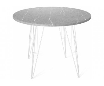 Деревянный стол SHT-TU10/90 белый муар / серый мрамор