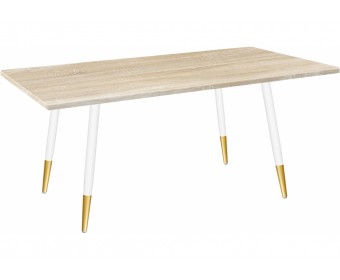 Деревянный стол SHT-TU14/120/80 МДФ дуб сонома светлый / белый муар / золото