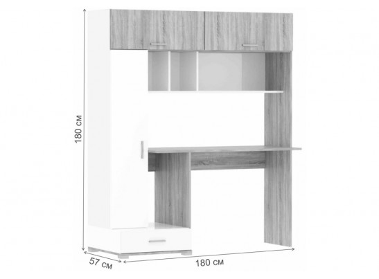 Компьютерный стол Бишоп 1 150х57х180 дуб сонома / белый в Ростове-на-Дону