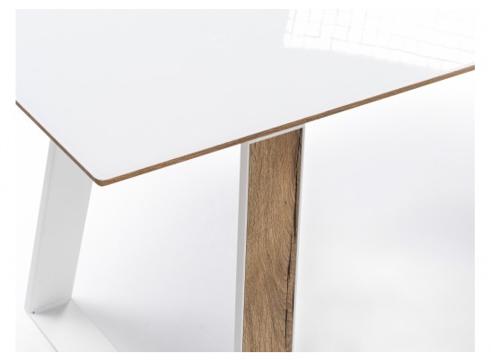 Стеклянный стол Авлида белый / дуб монтана в Ростове-на-Дону