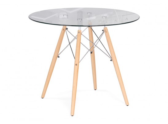 Стеклянный стол PT-151 80х76 clear glass / wood в Ростове-на-Дону