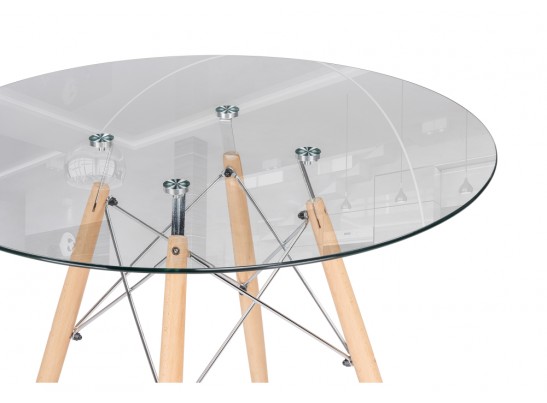 Стеклянный стол PT-151 80х80х76 clear glass / wood в Ростове-на-Дону