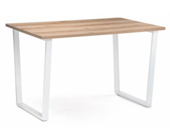 Стол Лота Лофт 140х80х75 25 мм матовый белый / дуб делано светлый