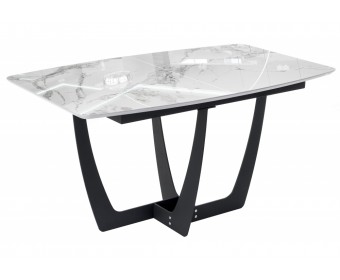 Стол Миссандея 140(180)х85х76 графит / белый мрамор