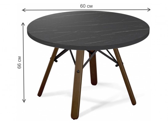 Журнальный столик SHT-S70/ЛДСП 60 темный орех / камень пьетра гриджио черный в Ростове-на-Дону