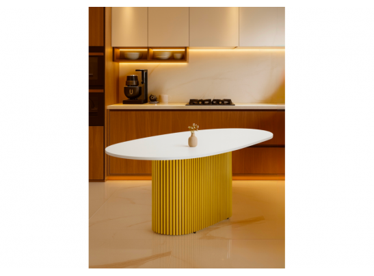 Деревянный стол Барон О 180 х 90 белая пленка шагрень / золотые ноги в Ростове-на-Дону