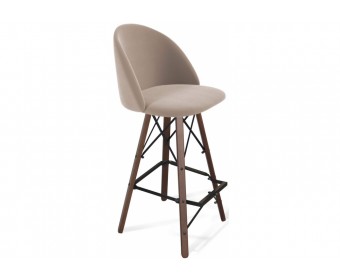 Барный стул Sheffilton SHT-ST35/S80 латте / темный орех / черный муар