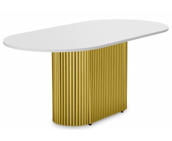 Деревянный стол Барон О 180 х 90 белая пленка шагрень / золотые ноги