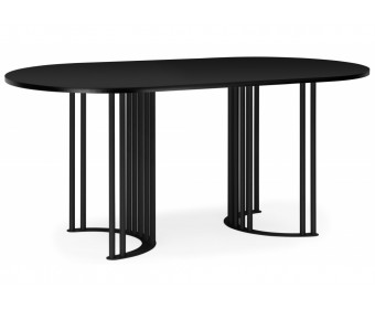 Деревянный стол Хьюго О 160 х 90 черная шагрень пленка / черный