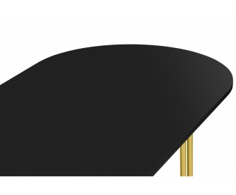 Деревянный стол Хьюго О 200 х 90 черная шагрень пленка / золотые ноги