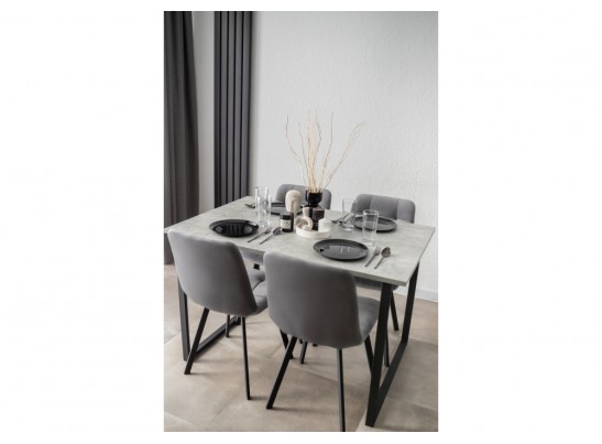 Деревянный стол Лиман 117 х 77 бетон светлый / черный матовый в Ростове-на-Дону