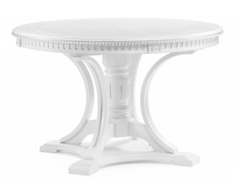 Деревянный стол Нозеан круглый белый / серебро