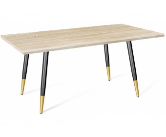 Деревянный стол SHT-TU14/МДФ 120/80 дуб сонома светлый / чёрный муар / золото