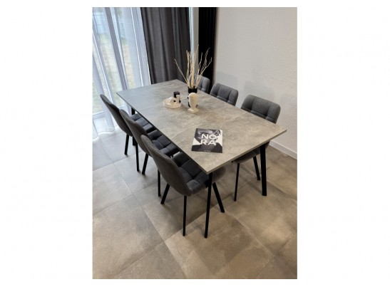 Деревянный стол Кортни 117 (157) x 77 бетон светлый / черный матовый в Ростове-на-Дону