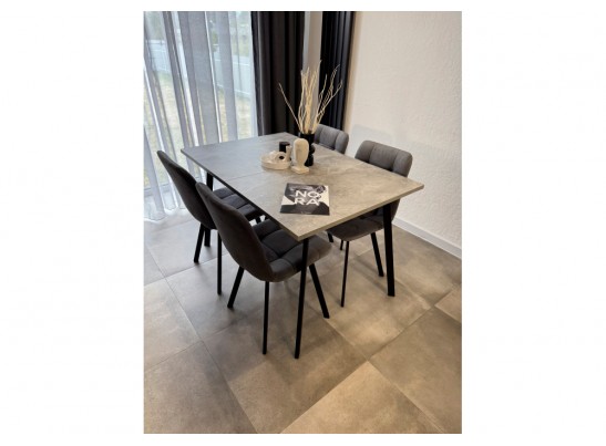 Деревянный стол Кортни 117 (157) x 77 бетон светлый / черный матовый в Ростове-на-Дону