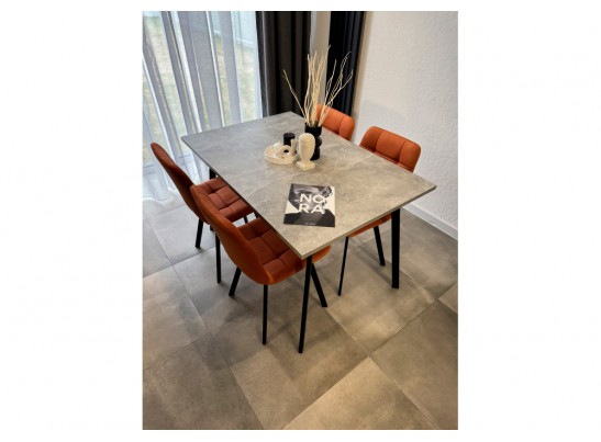 Деревянный стол Кортни 117 (157) x 77 бетон светлый / черный матовый в Ростове-на-Дону