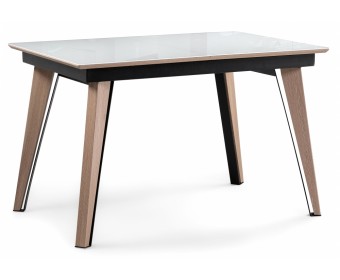 Стеклянный стол Джофри белый / венге светлый